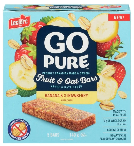 Go Pure Banana & Strawberry Fruit & Oat Bars, 5 Bars, 140g