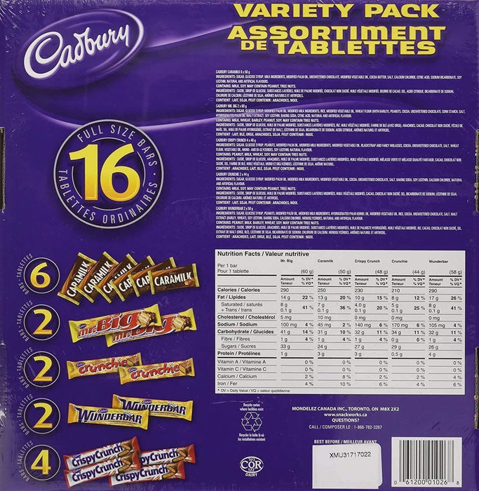 Cadbury 32 Full Size Bars Pack Wunderbar Caramilk Mr Big Crunchie Crispy Crunch