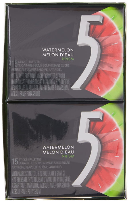 Wrigley 5 Prism Electric Watermelon Gum, 10ct x 15pcs