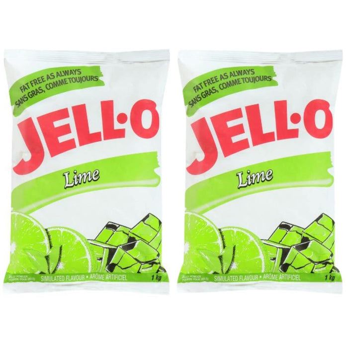 Jell-O Lime Jelly Powder Gelatin Mix, 1kg/2.2lbs (Pack of 2)