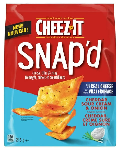 Cheez-It Snap'd Cheddar Sour Cream and Onion Flavor Crackers, 213g