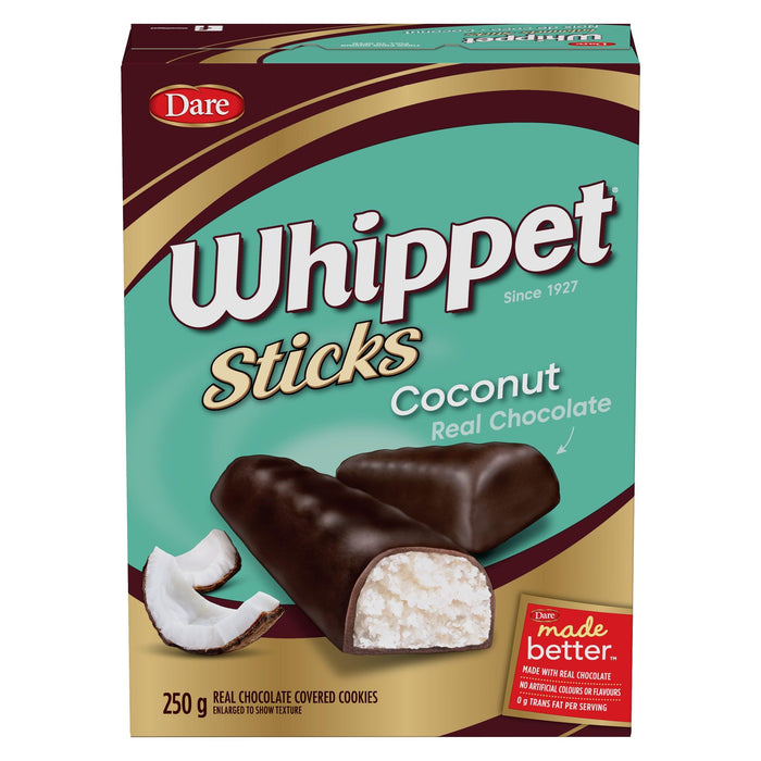 Dare Whippet Sticks, Chocolate Covered Coconut Sticks, 250g/8.8oz