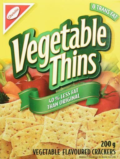 Christie Vegetable Thins, 40% Less Fat, Crackers, 200g/7oz. 3 BOXES