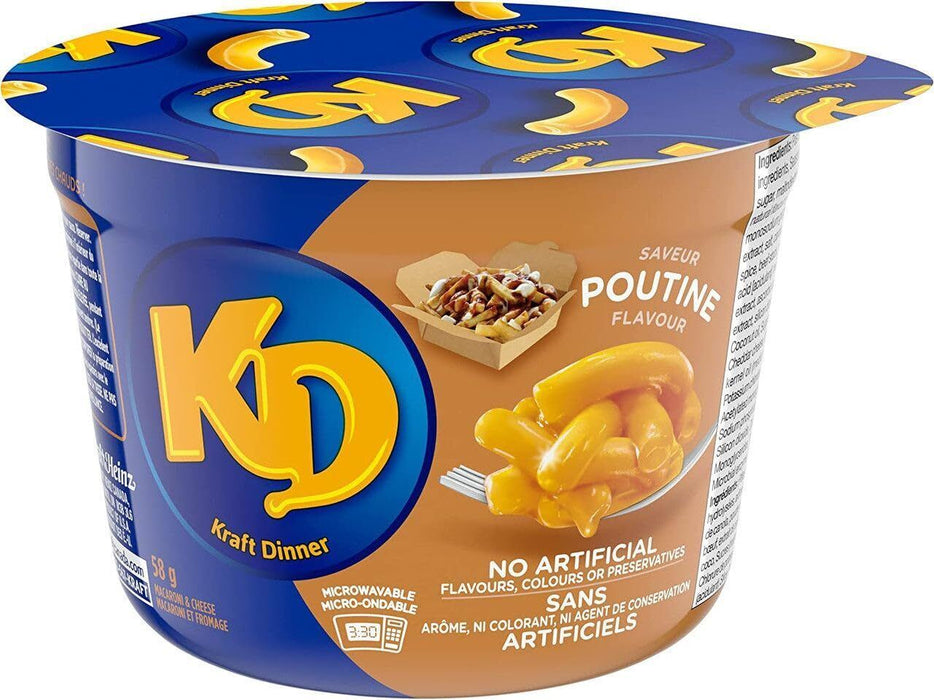 KD Kraft Dinner Poutine Flavor Snack Cups, 58g/2oz. Cup (Imported from Canada)