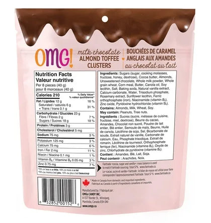 OMG! Milk Chocolate Almond Toffee Clusters, 100g