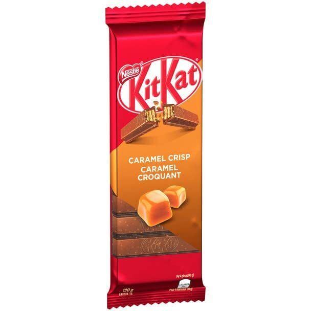 Kit Kat Caramel Crisp Wafer Bar 4.2oz 3 Bars, Canadian Product. 1-5 DAY SHIPPING