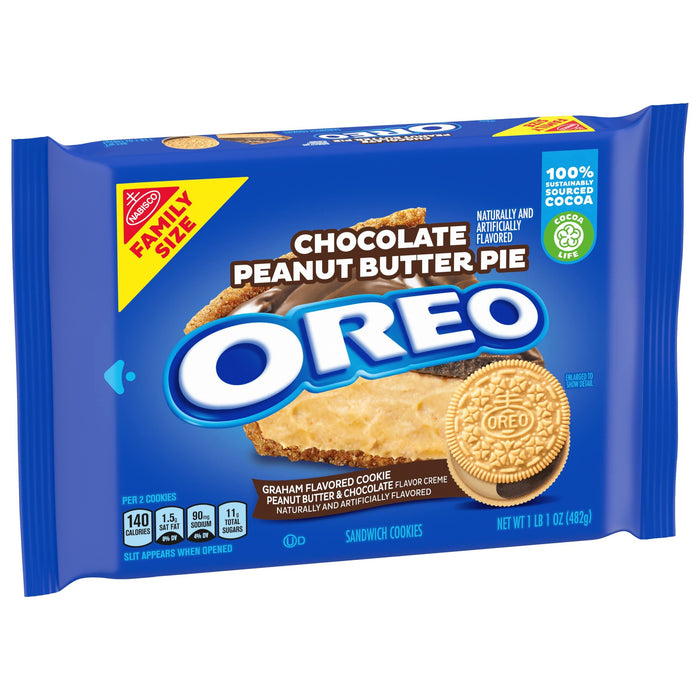 OREO Chocolate Peanut Butter Pie Sandwich Cookies, Family Size, 17 oz