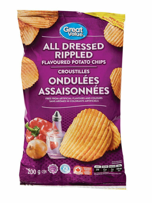 Great Value All Dressed Rippled Chips Size 200g Each 12 Bags From Canada