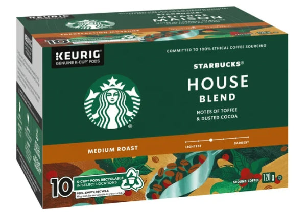 Starbucks Coffee Pods House Blend Medium Roast 10 K-Cups 120 g