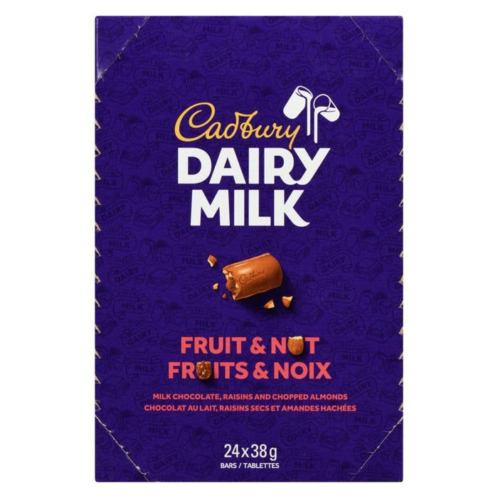 Cadbury Dairy Milk Fruit and Nut Chocolate Bars Case, 24x38g