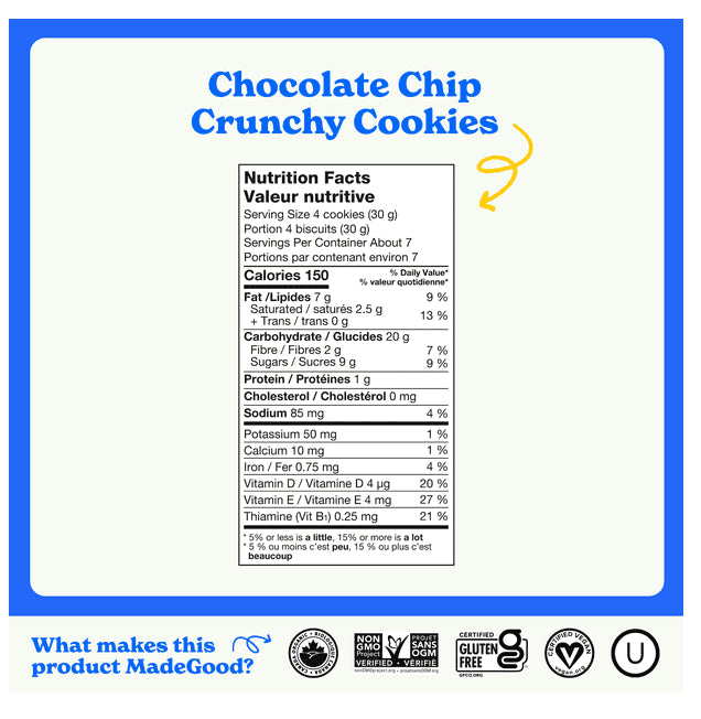 MadeGood Chocolate Chip Cookies, 200g