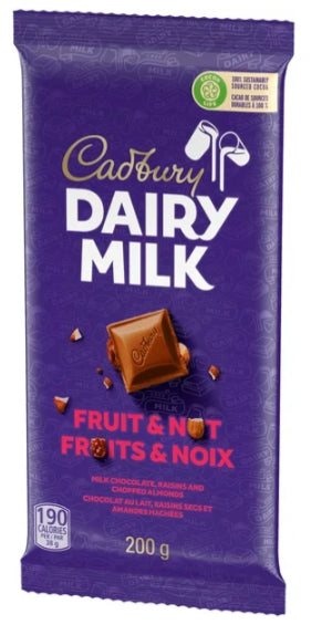 Cadbury Dairy Milk Fruit & Nut Chocolate Bars, 200g