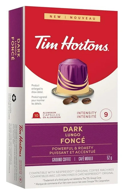 Tim Hortons Dark Lungo Nespresso Compatible 10ct, 52g