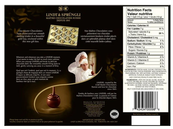 Lindt LINDOR 70% Cacao Extra Dark Chocolate Truffles, 156g Box