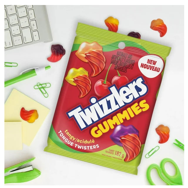 TWIZZLERS Gummies Tangy Tongue Twisters Gummy Candy, 182g