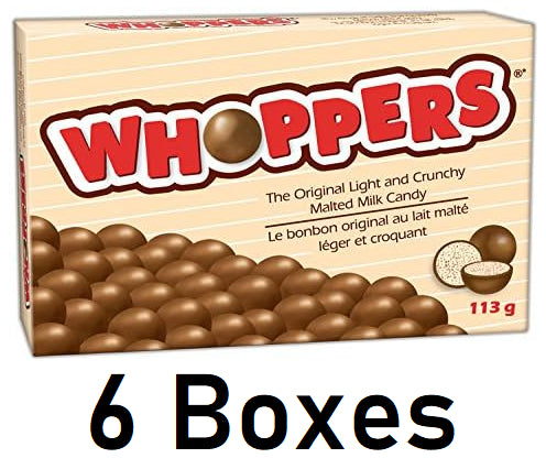 Whoppers Malted Milk Chocolate Balls 113g/3.98oz Each 6 Boxes