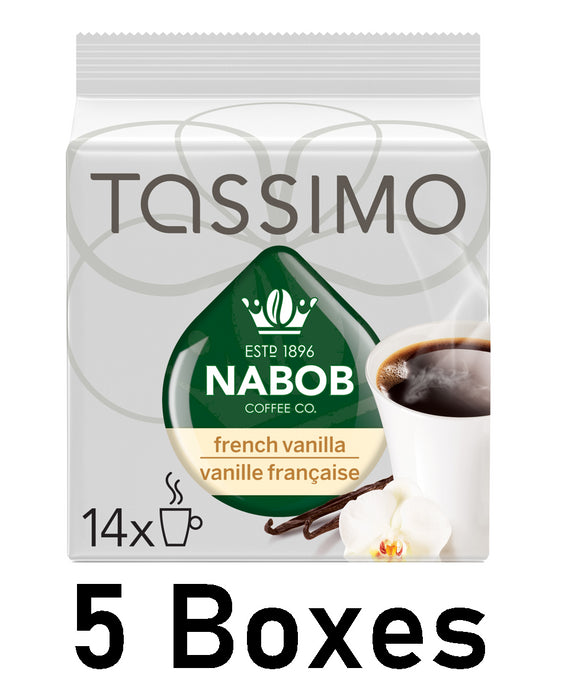 Tassimo Nabob Coffee French Vanilla, 70 T-Discs (5 Boxes of 14 T-Discs)