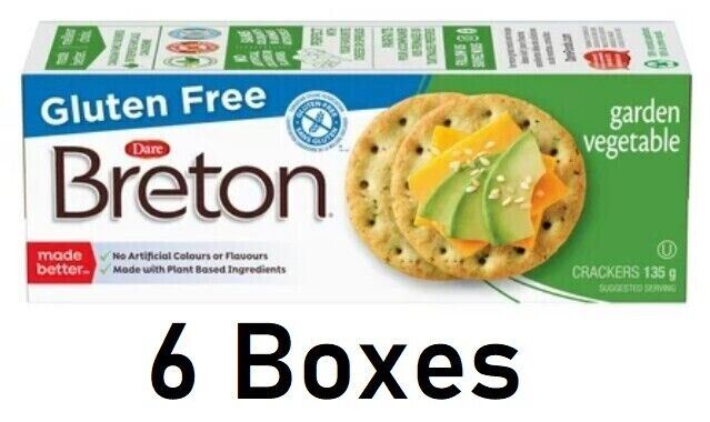 Dare Breton Gluten Free Garden Vegetable Crackers 135g Each 6 Boxes