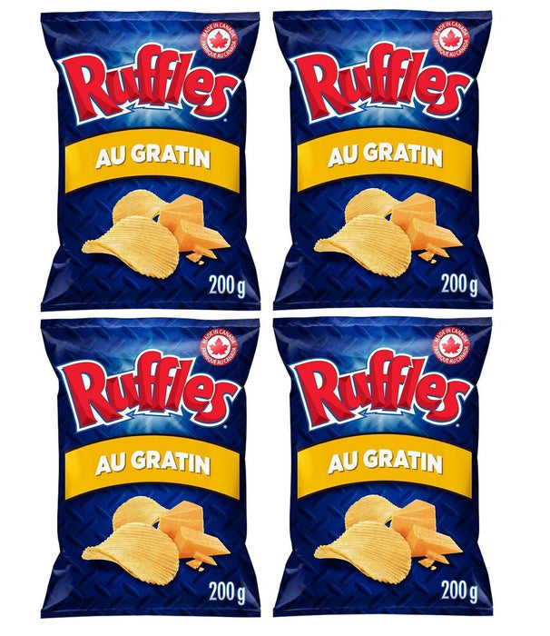 Ruffles Au Gratin Cheddar Potato Chips 200g/7.05oz, 4 BAGS