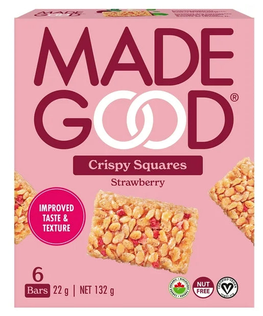 MadeGood Strawberry Crispy Squares, 6 x 22g