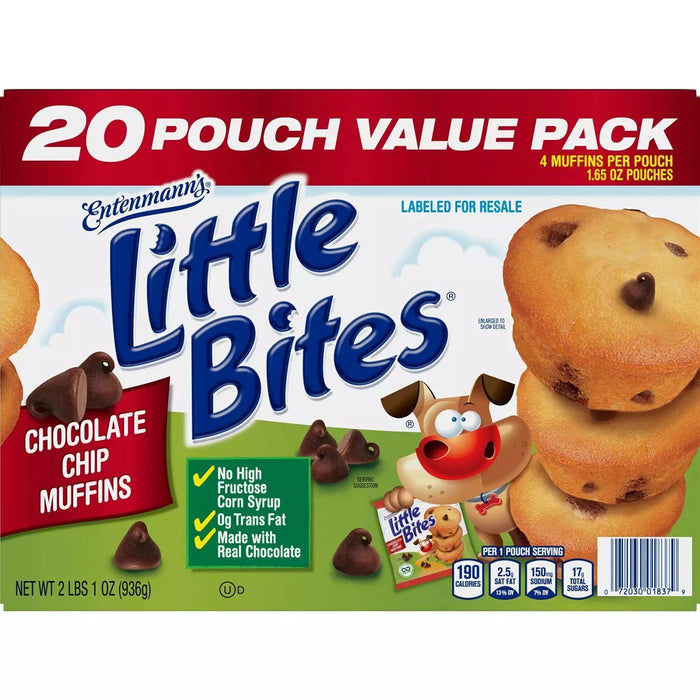 Entenmann's Little Bites Chocolate Chip Muffins, 3 Boxes (20pk Each Box)