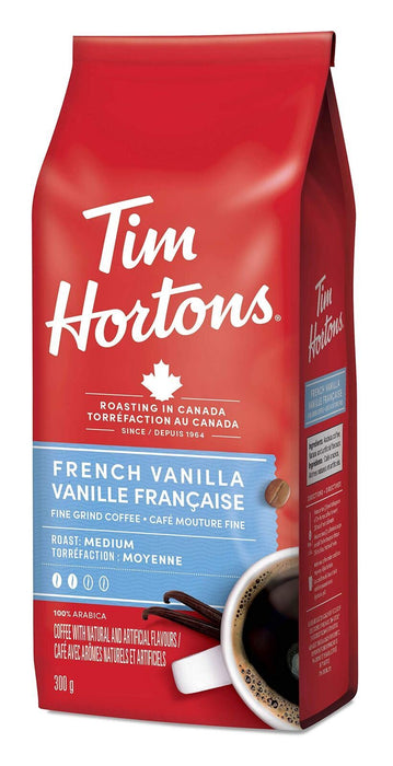 Tim Hortons French Vanilla, Fine Grind Coffee, Medium Roast, 300g/10.6 oz. Bag, - CanadaGrocery