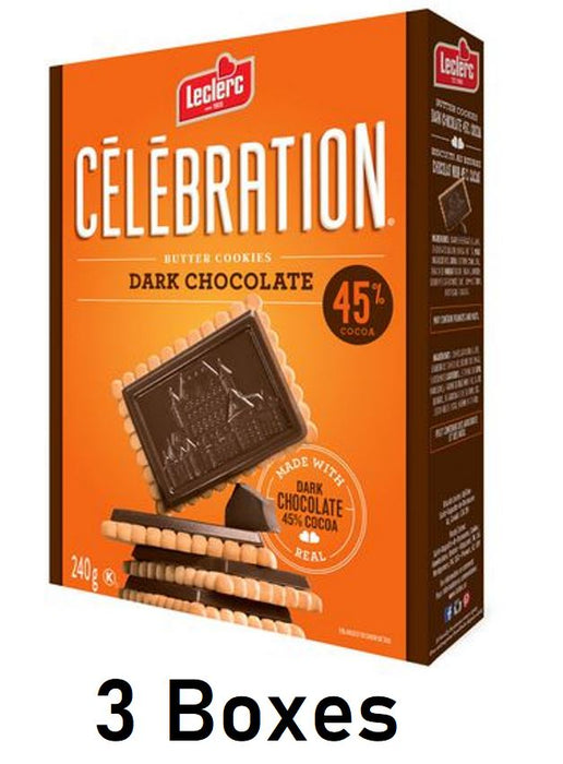 Leclerc Celebration Butter Cookies Dark Chocolate 240g Each 3 Boxes