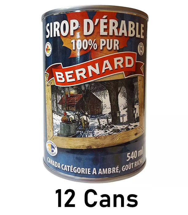 Bernard Canada Grade A Amber Rich Taste Maple Syrup 18oz/540 ml Each 12 Cans