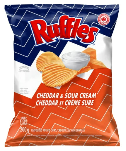 Ruffles Cheddar & Sour Cream Flavored Potato Chips, 200g