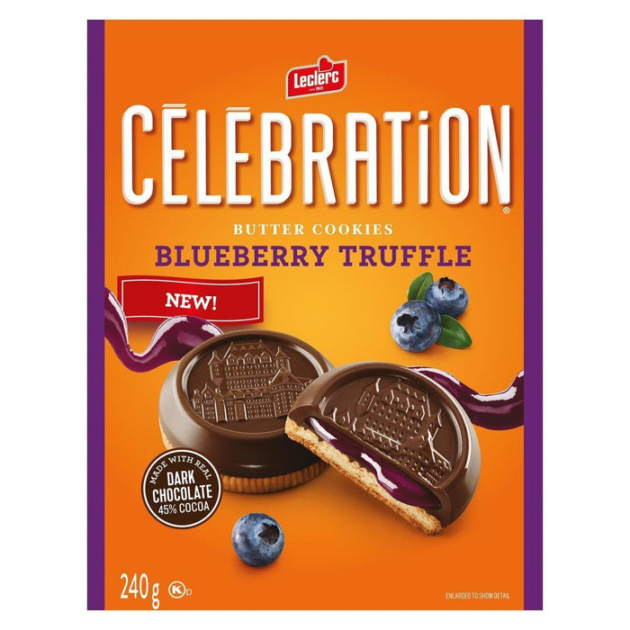 Leclerc Celebration Blueberry Truffle Cookies, 240g/8.5oz Box