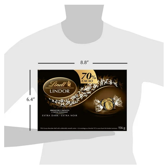 Lindt LINDOR 70% Cacao Extra Dark Chocolate Truffles, 156g Box