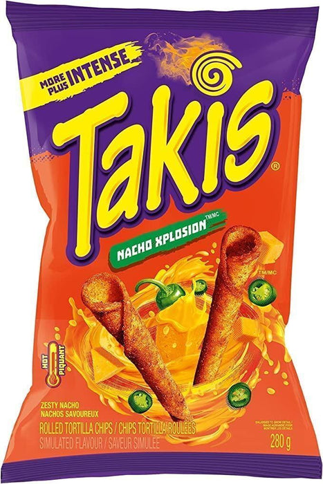 Takis Zesty Nacho Cheese Rolled Tortilla Chips 280g/9.8oz Each 4 Bags