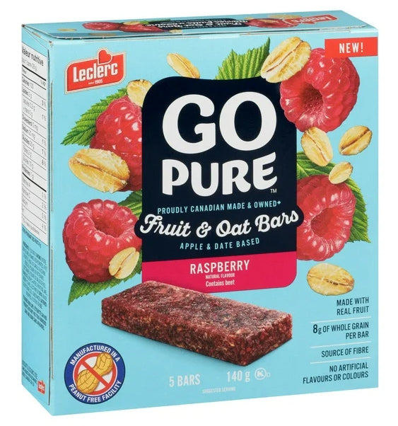 Go Pure Raspberry Fruit & Oat Bars, 5 Bars, 140g