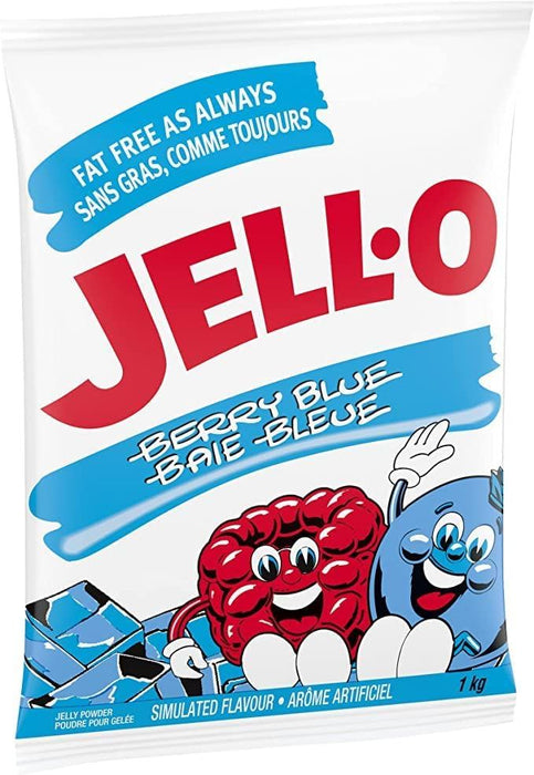 Jell-O Berry Blue Jelly Powder Gelatin Mix, 1kg/2.2lbs (Pack of 2)