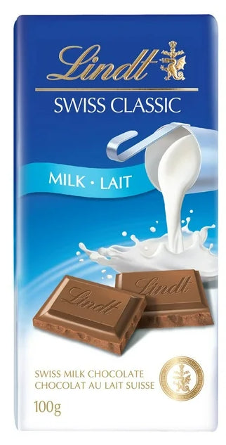 Lindt SWISS CLASSIC Milk Chocolate Bar, 100g