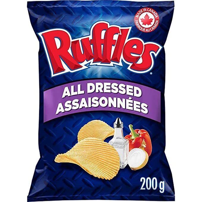 12 Bags of Ruffles All Dressed Chips Size 200g From Canada