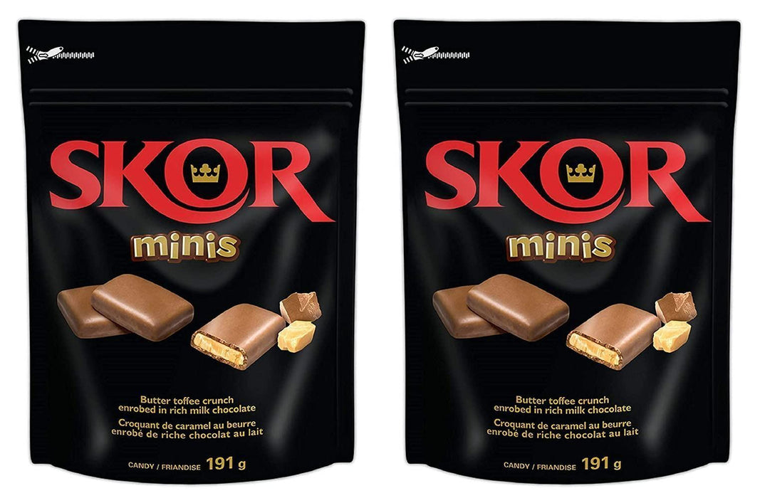 Skor Chocolate Candy Bar Minis, 191g/7oz Each 2 Pouches