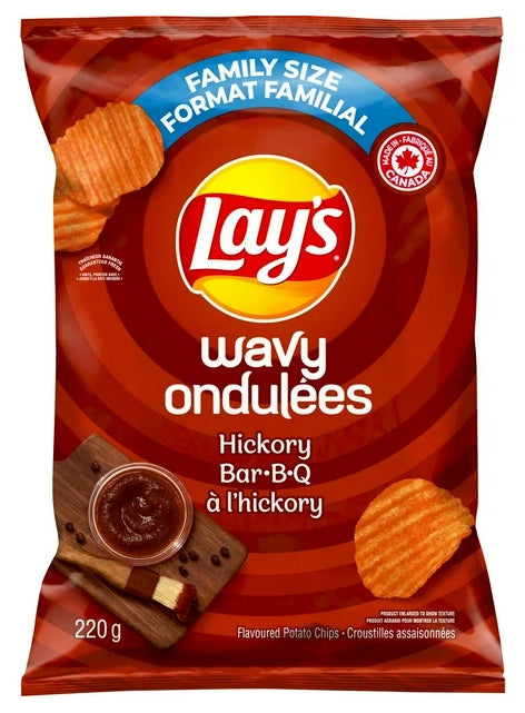 Lay's Wavy Hickory BBQ Flavored Potato Chips, 220g