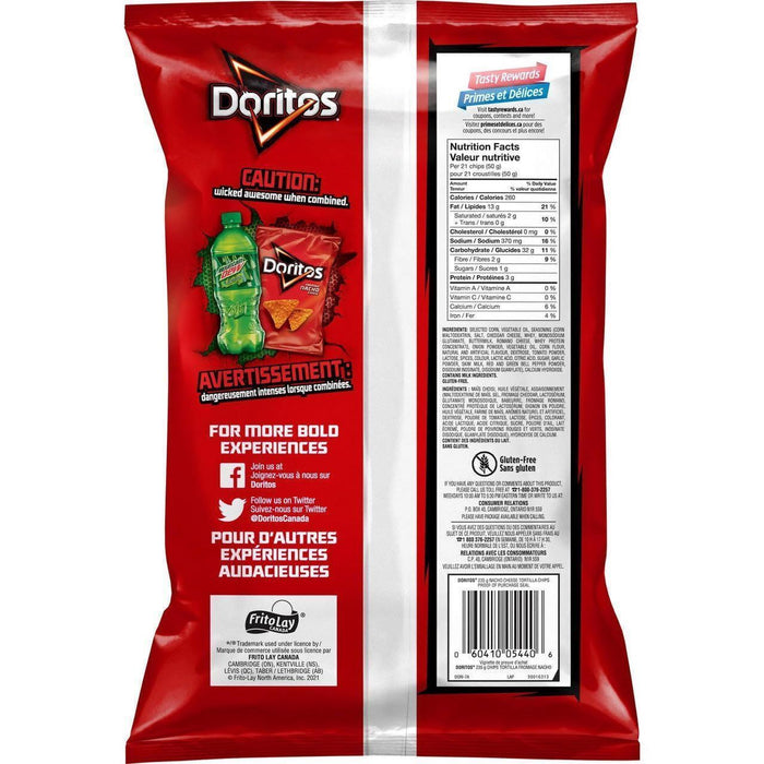 Doritos Nacho Cheese Tortilla Chips, 235g/8.3oz Bag From Canada