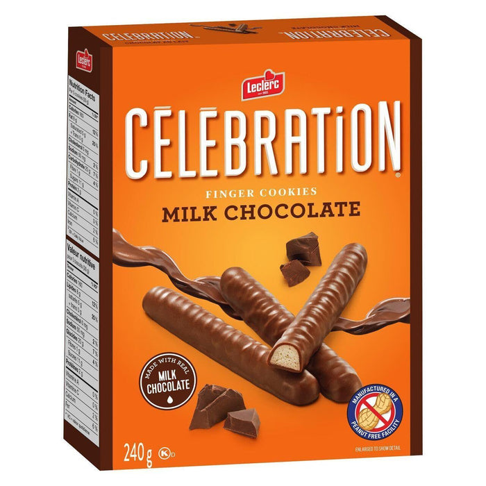 Leclerc Celebration Milk Chocolate Finger Cookies, 240g/8.5 oz Box