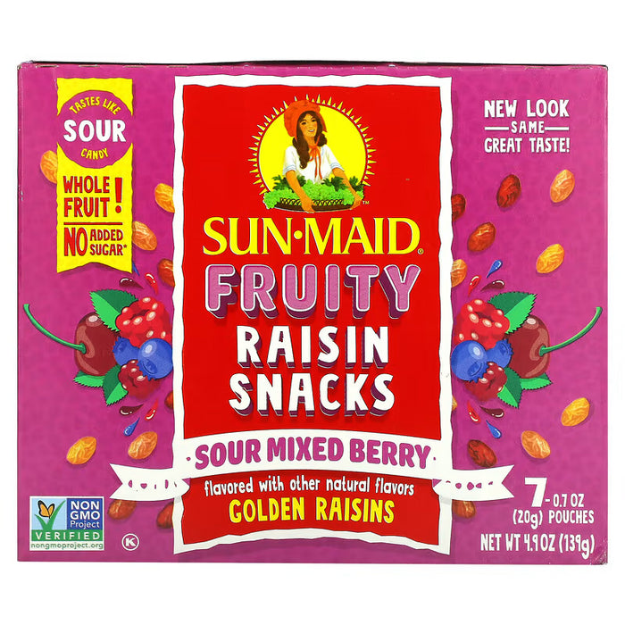 Sun-Maid Fruity Raisin Snacks, Sour Mixed Berry, 140g/5oz Box