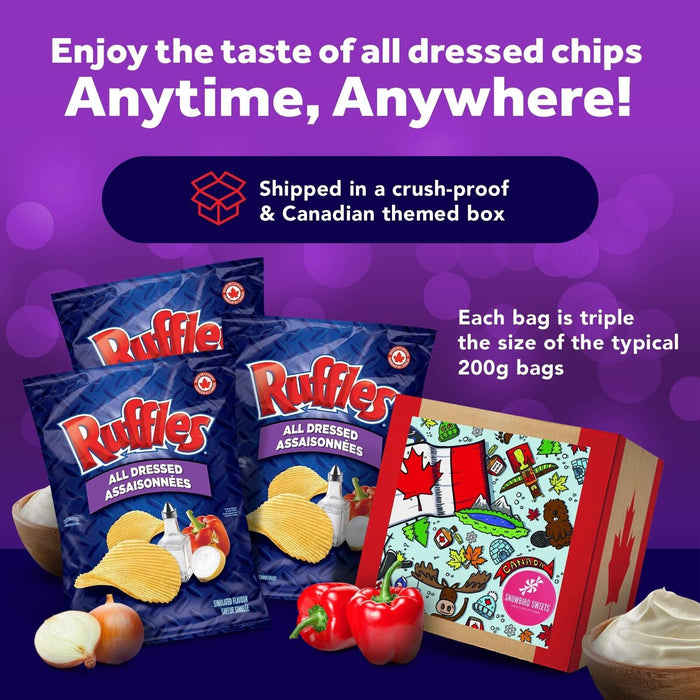 Ruffles All Dressed Potato Chips 628g Each 3 Jumbo Bags (Over 4lbs)