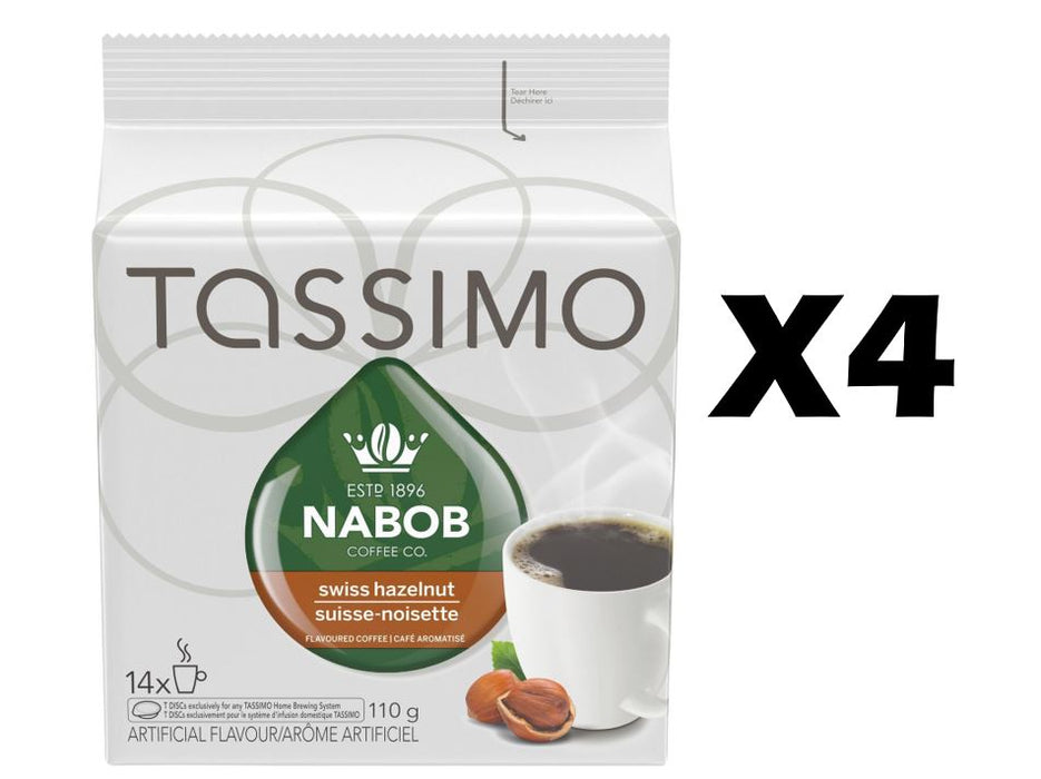 Nabob Swiss Hazelnut Tassimo Single Serve Discs 4 Boxes of 14 Discs