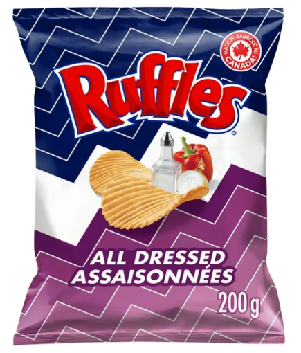 Ruffles, All Dressed Potato Chips, 200 Grams (Case of 16)