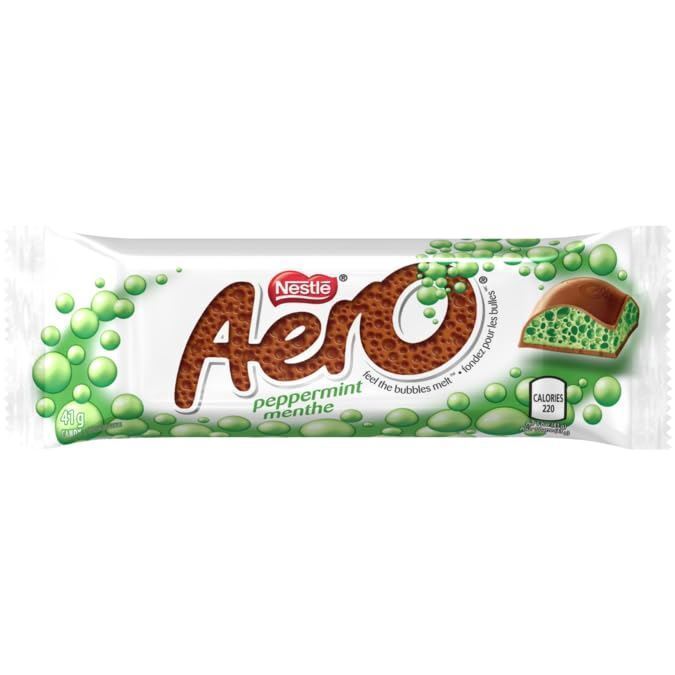 Nestle Aero Peppermint Bubbles Chocolate Bars, 41g/1.4oz Each 24 Full Size Bars