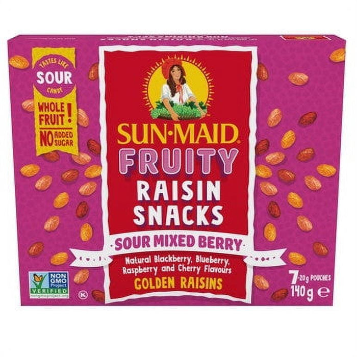 Sun-Maid Fruity Raisin Snacks, Sour Mixed Berry, 140g/5oz Box