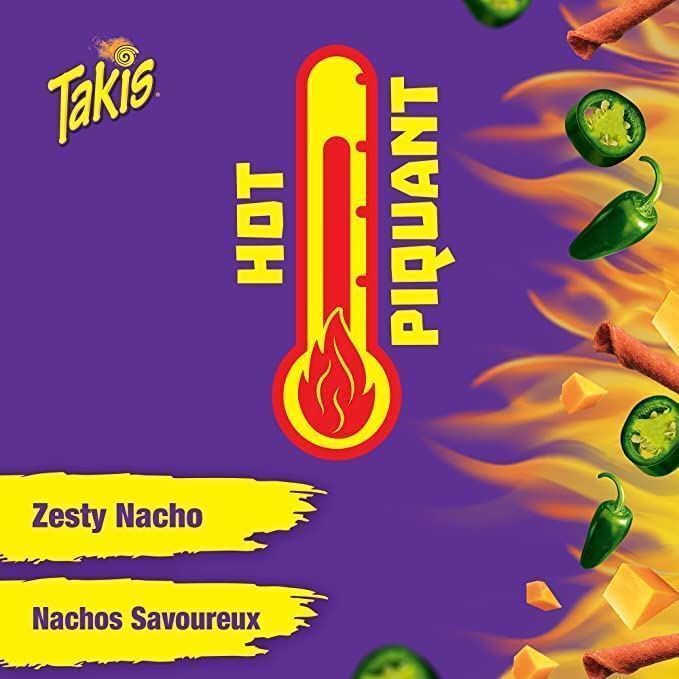 Takis Zesty Nacho Cheese Rolled Tortilla Chips 280g/9.8oz Each 4 Bags