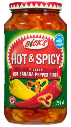 Bick's Pickled Hot Banana Pepper Rings, 750 mL