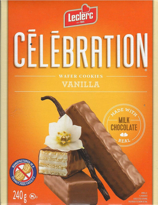 Leclerc Celebration Vanilla Wafer Cookies Made with Milk Chocolate 240g/8.5oz