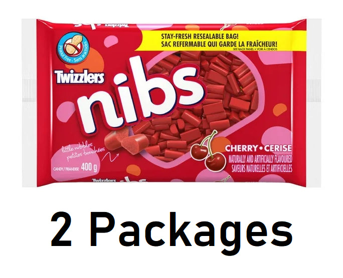 Twizzlers Licorice Candy, Cherry Nibs, Party Pack, 400g/14 oz Each 2 Packages